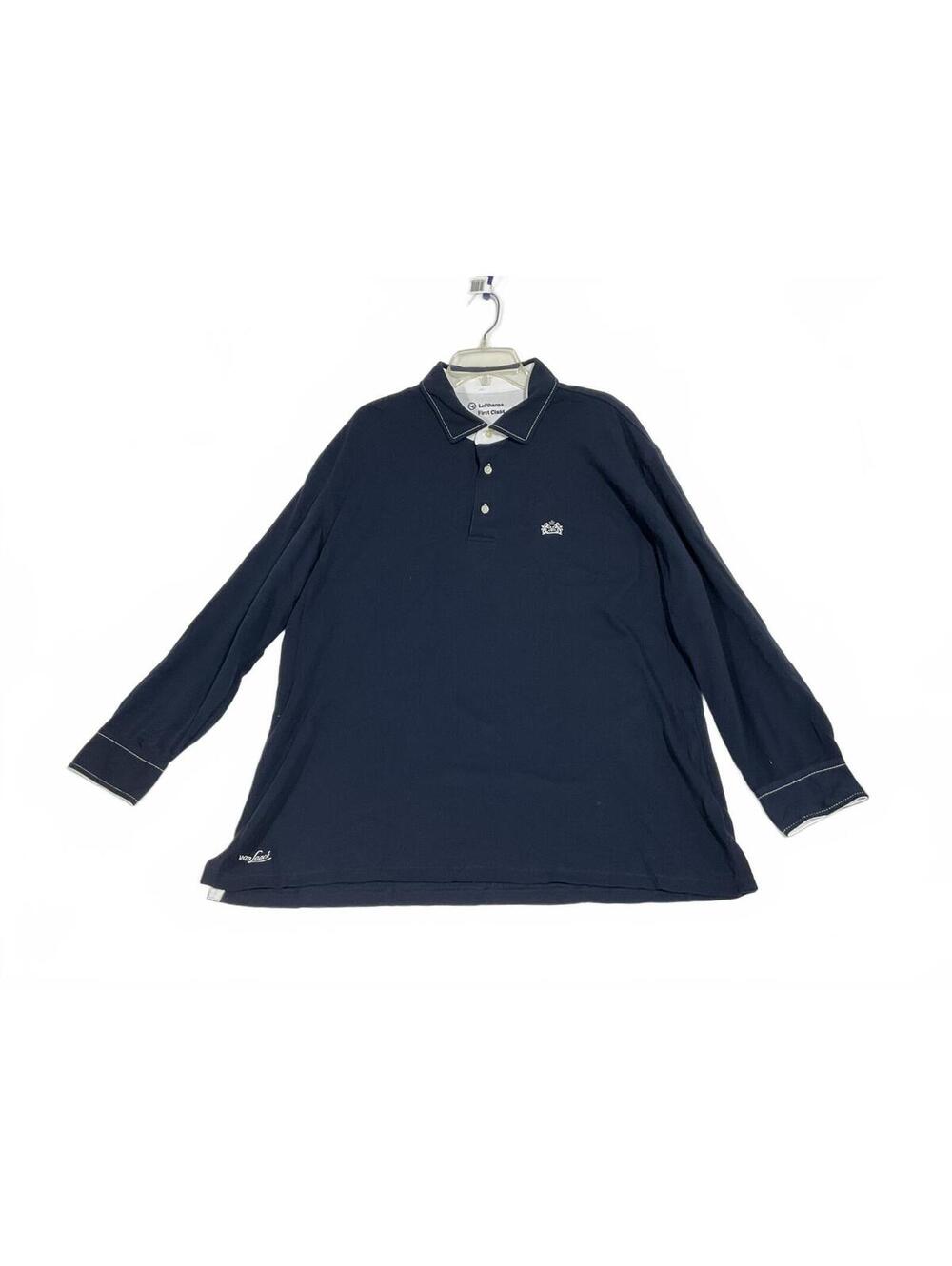 van Laack Lufthansa First Class XL Long Sleeve Polo Shirt Navy Blue b34